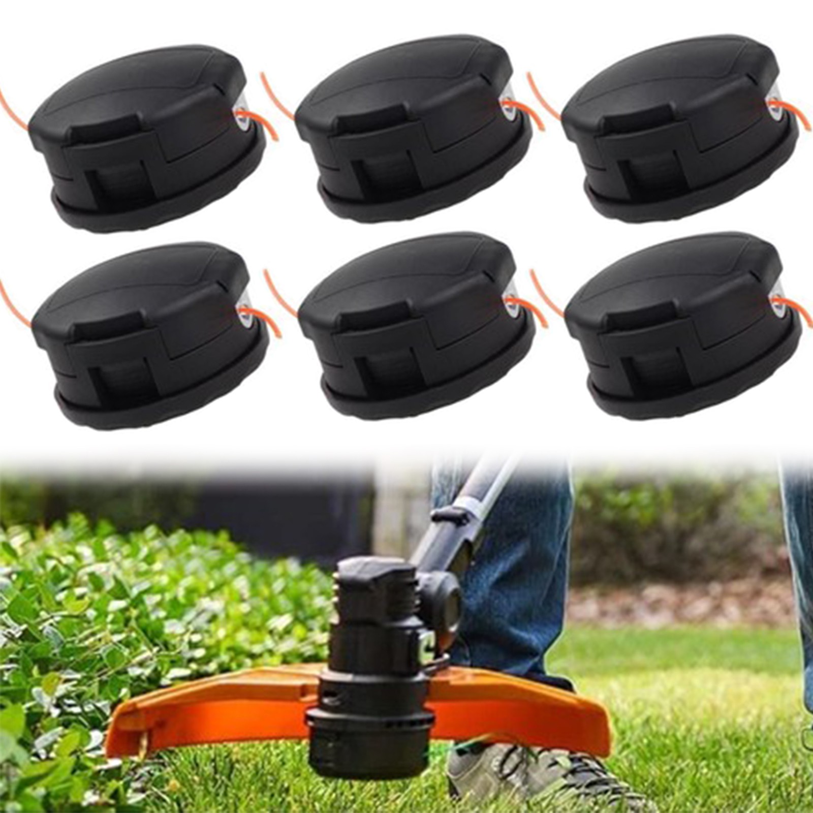 6 x Trimmer Head Black Accessory Universal Easy Installation Weeds Eater Head gallery