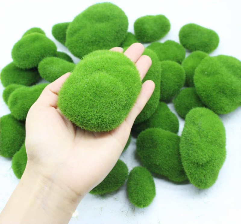 Artificial Moss Rocks Decorative, 35 Pcs Green Moss Balls, 5 Sizes, Fake Moss... gallery