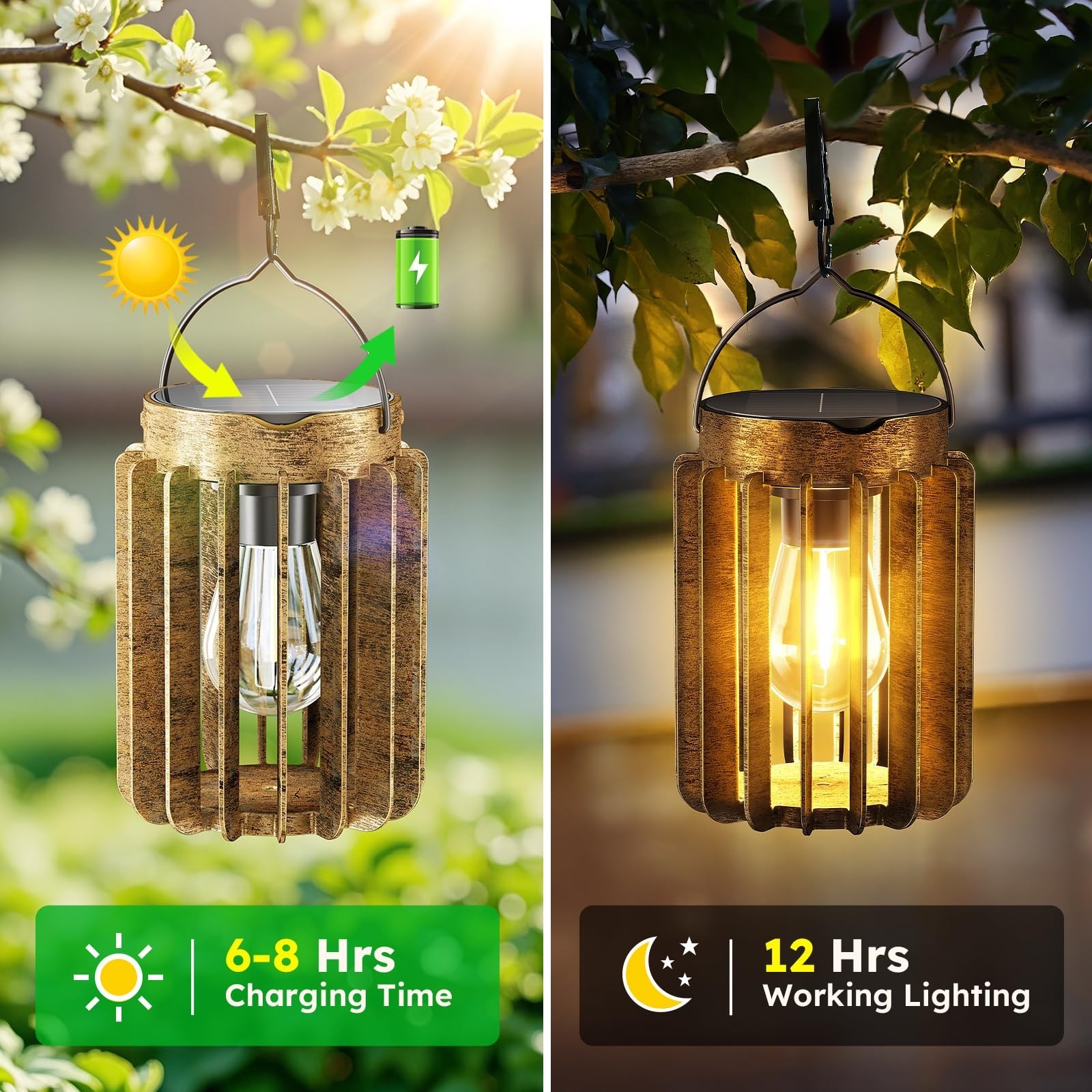 Solar Lanterns Outdoor Waterproof, Brighter Up to 12 Hrs Outdoor Hanging Sola... gallery