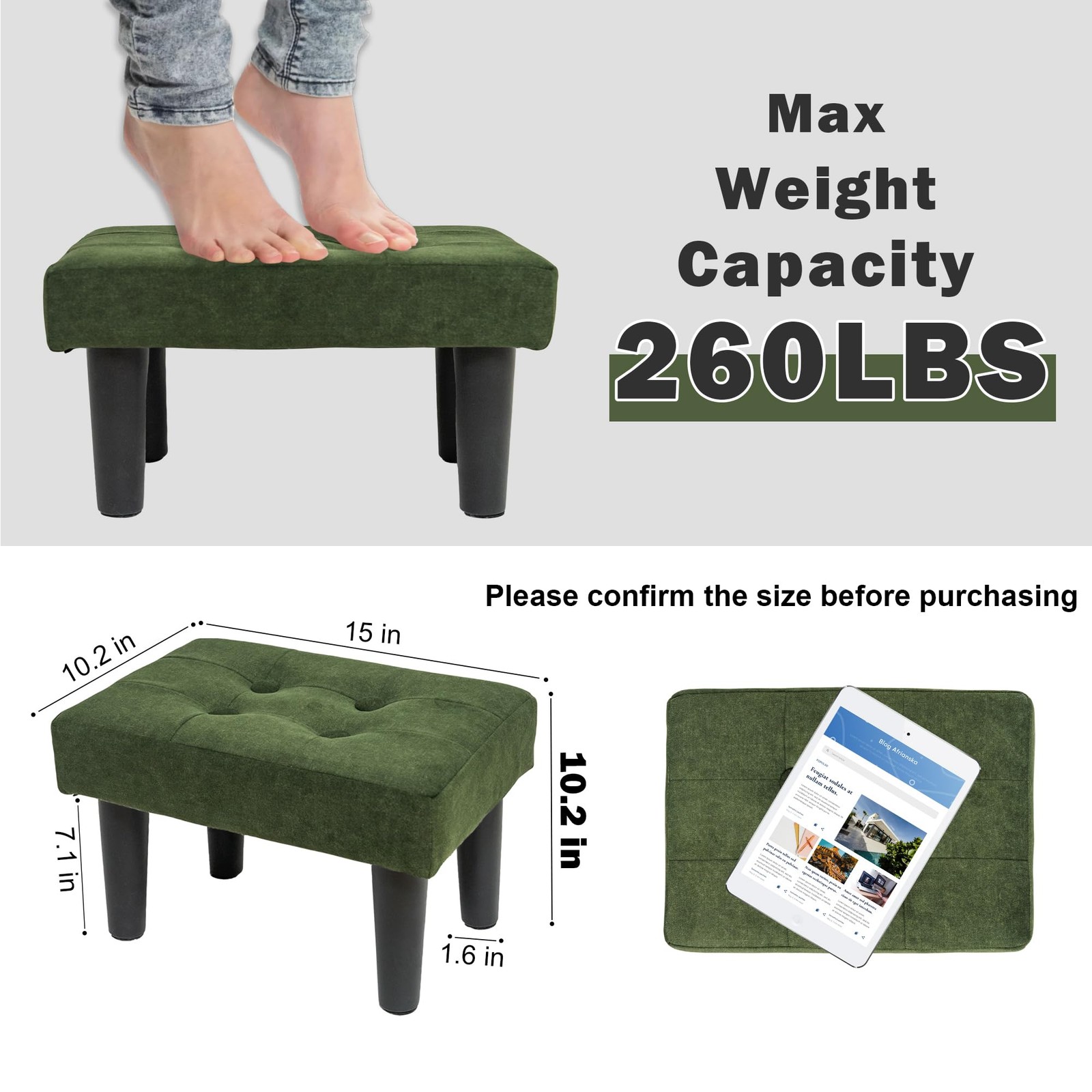 Carolmade Ottoman Foot Rest Suede Small Ottoman Foot Stool Legs Modern gallery