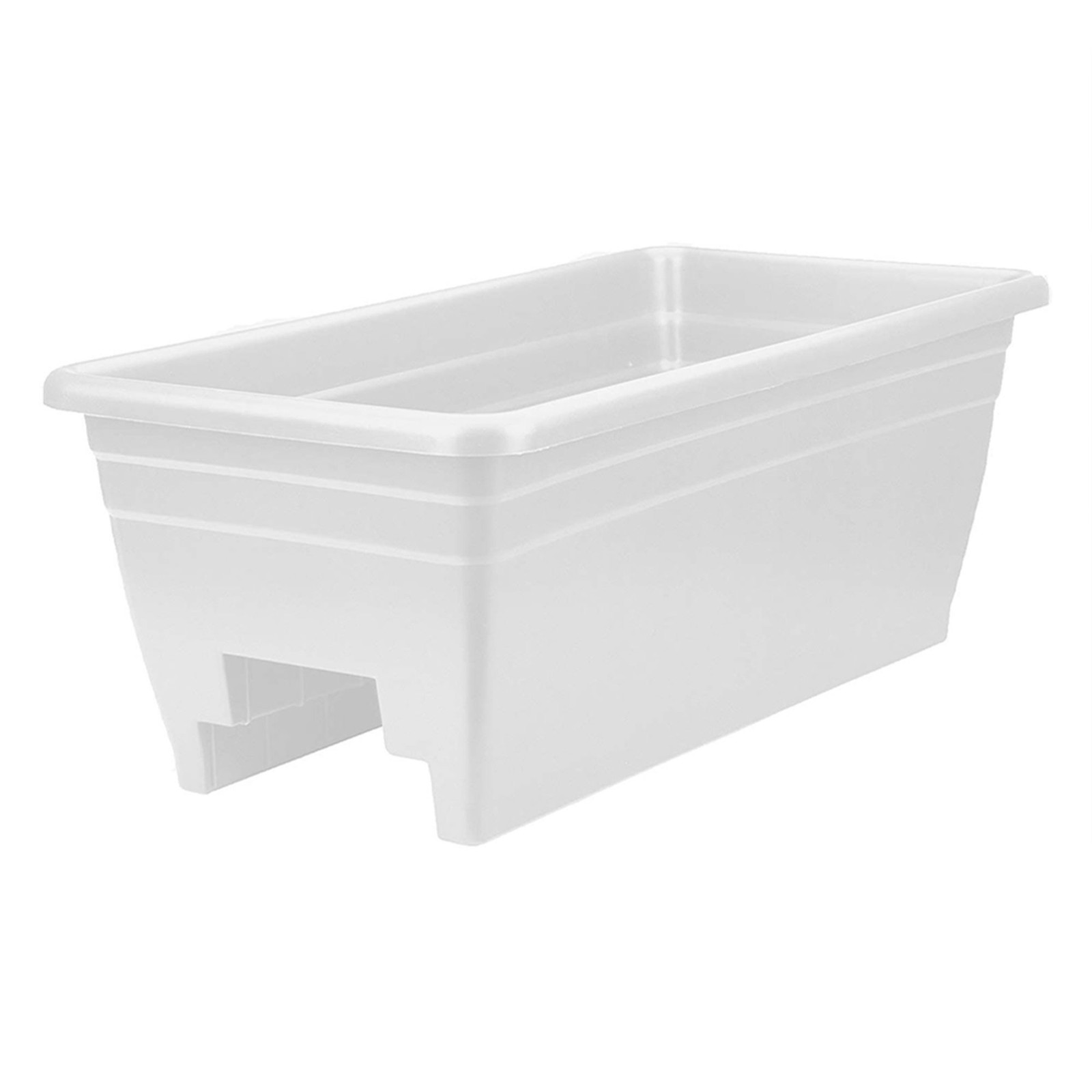 HC Companies 24 Inch Deck Rail Box Planter with Drainage Holes, 2 Pack, White gallery