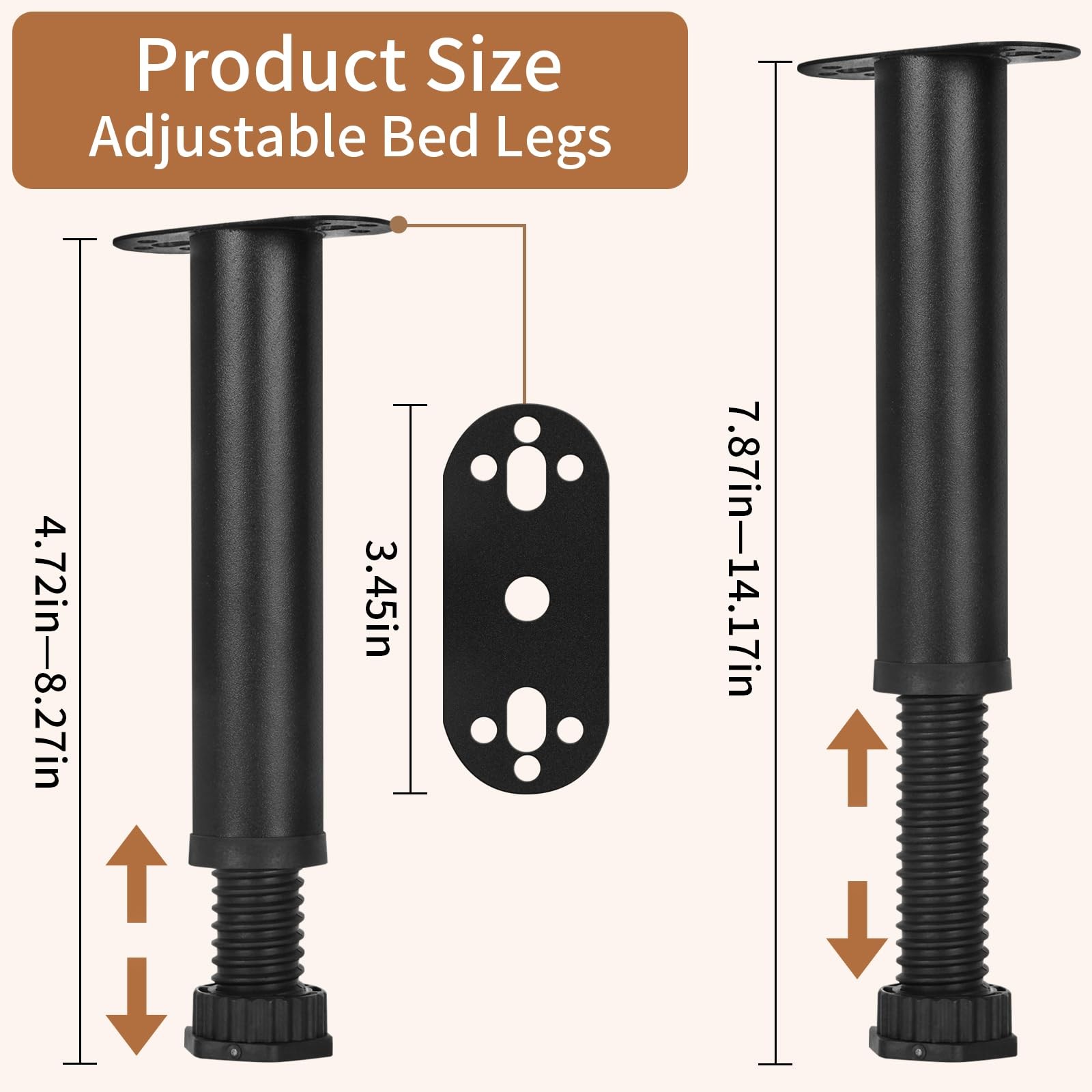 8Pcs Metal Adjustable Height Bed Support Legs for Bed Frame Metal Adjustable ... gallery