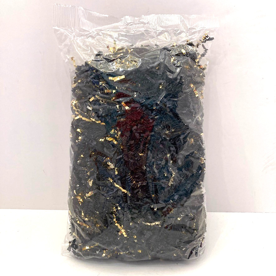 Spring Fill Shred Black & Gold 8 Oz Bag Crinkle Paper NEW SEALED gallery