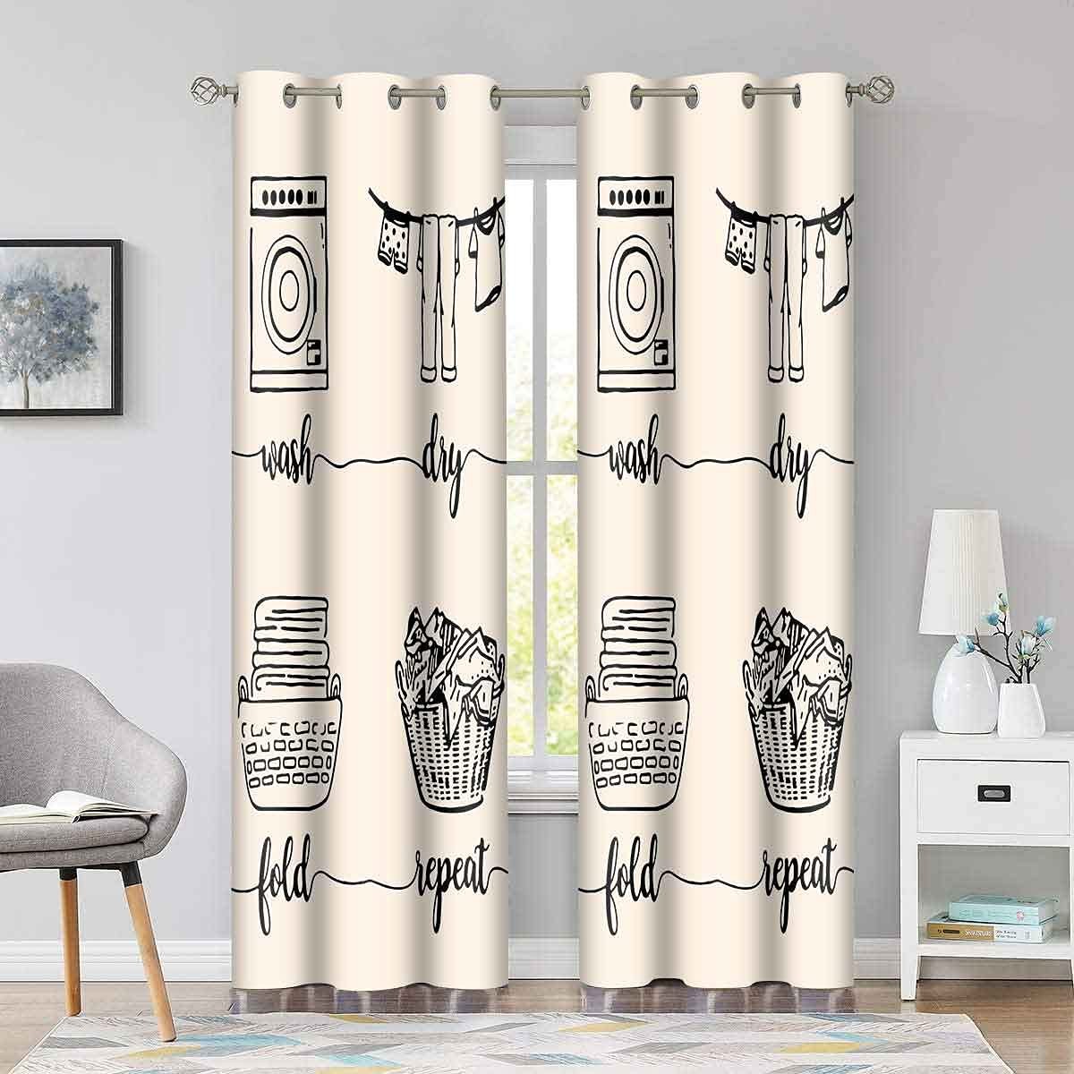 Laundry Curtains Laundry Quotes Wash Dry Fold Repeat Curtain Room Darkening Ther gallery