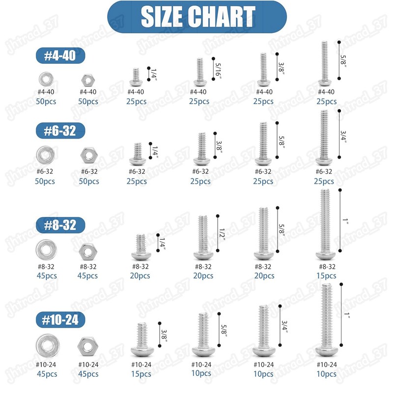 700pcs Machine Screws Phillips Pan Head Bolts Nuts Washer Assortment Kit #4~#10 gallery