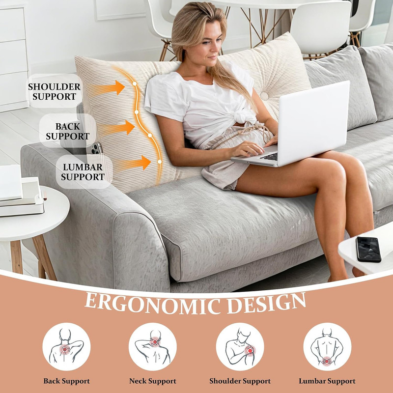 Triangular Headboard Pillow Twin XL for College Dorm Headboard Bed Wedge Pillows gallery