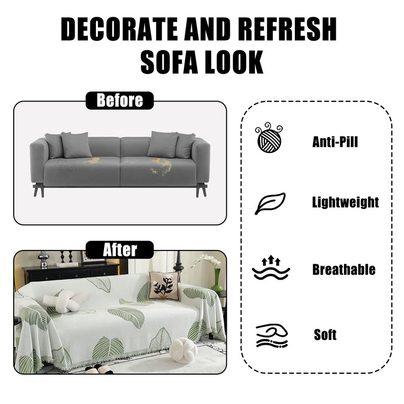 Leaf sofa cover is suitable for multiple seats and is a woolen furniture protect gallery