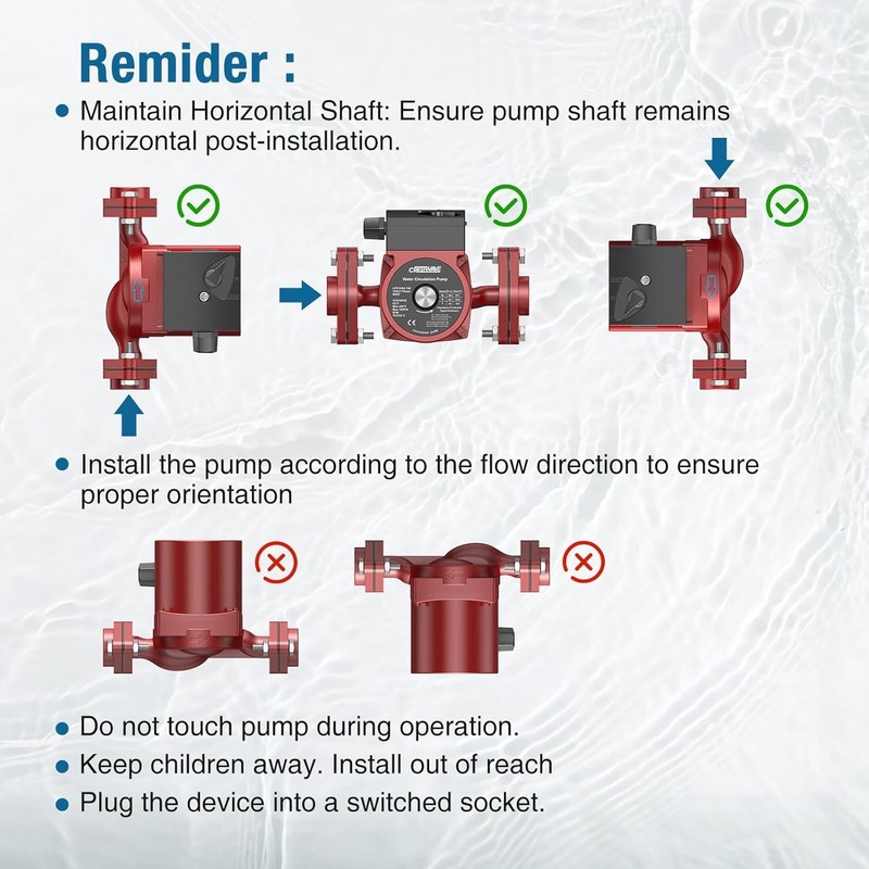 130W Hot Water Recirculating Pump, 3 Speed Adjustable 13 GPM 24ft Max Head Circu gallery