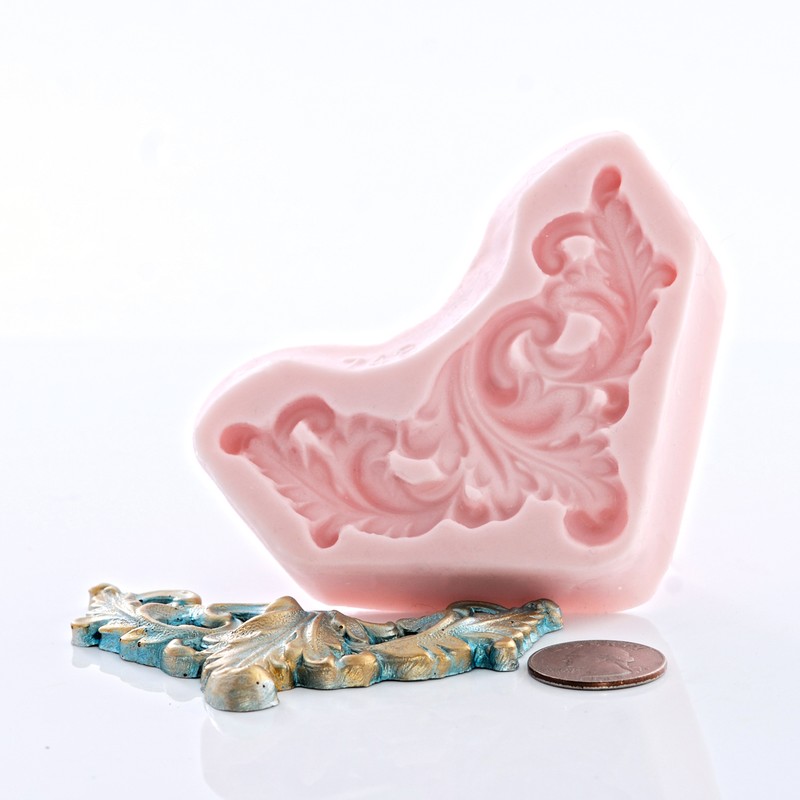 Silicone Mold Scroll Fondant Chocolate Sugar Resin Polymer Clay Metal Clay (748) gallery