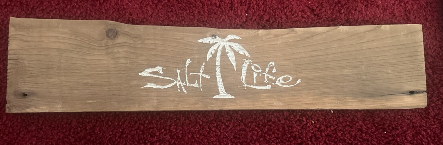 Salt, Life Rustic Board Sanded Laser Engraved Image Painted White 19.25”x4.25” gallery
