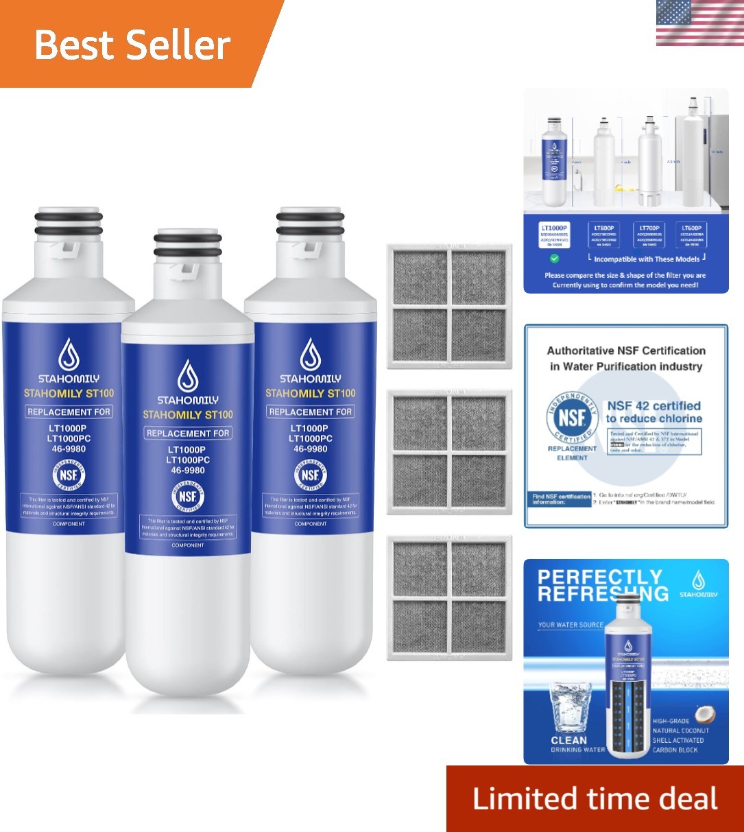 Water Filter Replacement for LG Water Filter LT1000P/PC/PCS, , LMXS28626S, LM... gallery