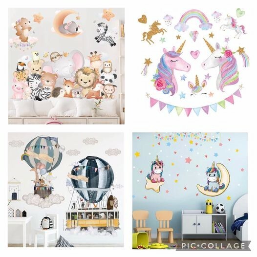 Large High quality PVC Removable animals climbing ladder wall Decals for kids gallery