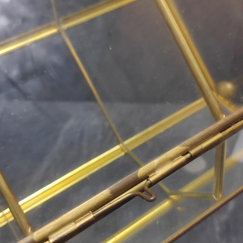 Small Display Cabinet Octagonal Glass Brass Approx 21.5cm Vintage Cupboard gallery