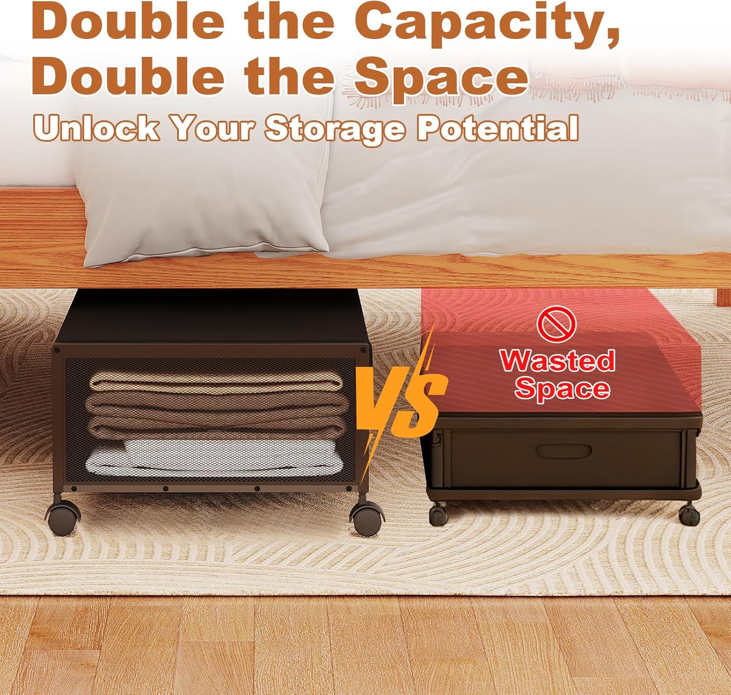 2 Pack Under the Bed Storage Containers,10 inch Height Under Bed Shoe gallery