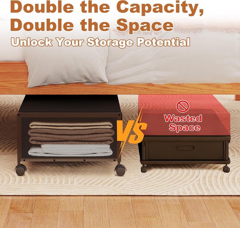 2 Pack Under the Bed Storage Containers,10 inch Height Under Bed Shoe gallery