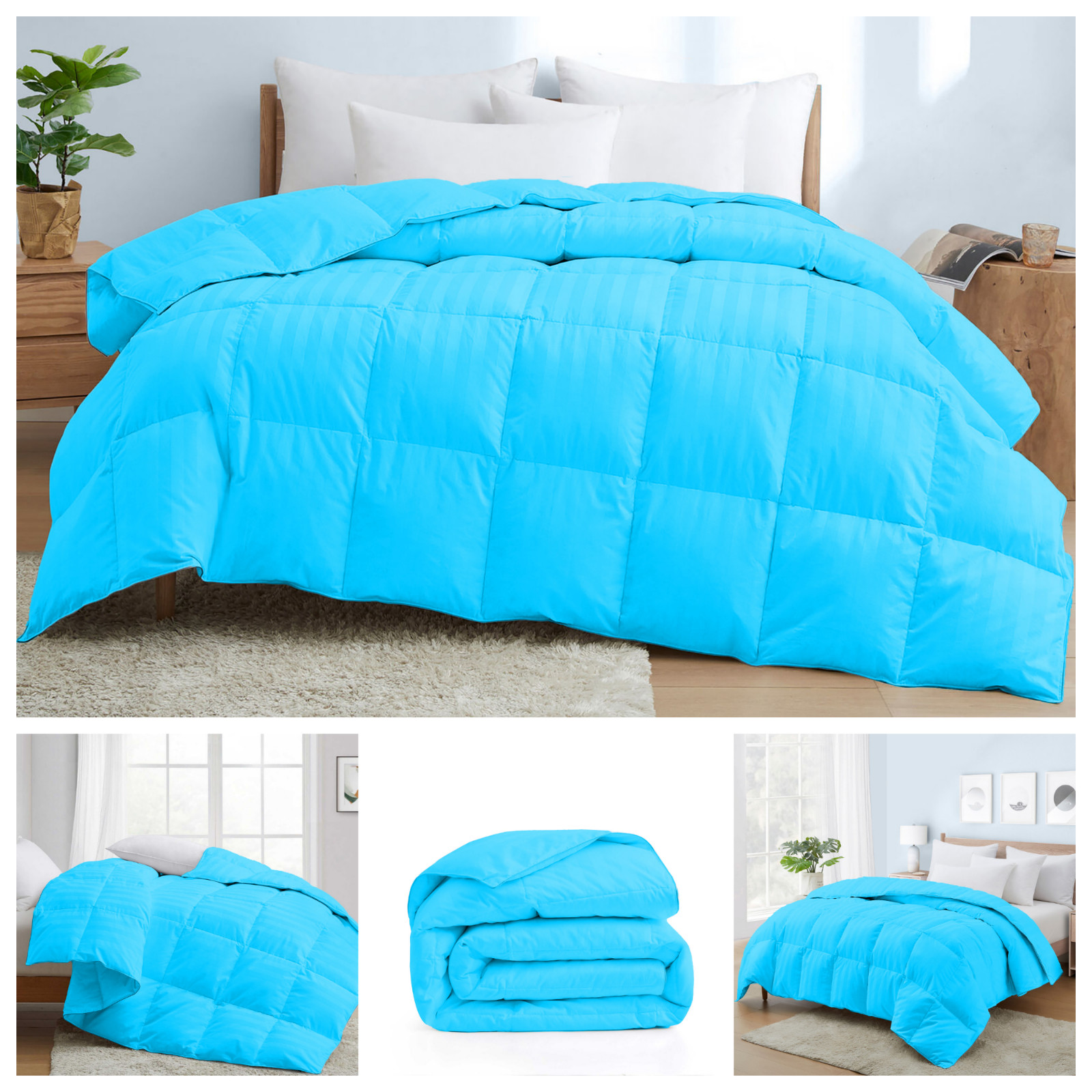 Aqua Blue Stripes Down Alternative Comforter OR Sets 1000 TC Egyptian Cotton gallery