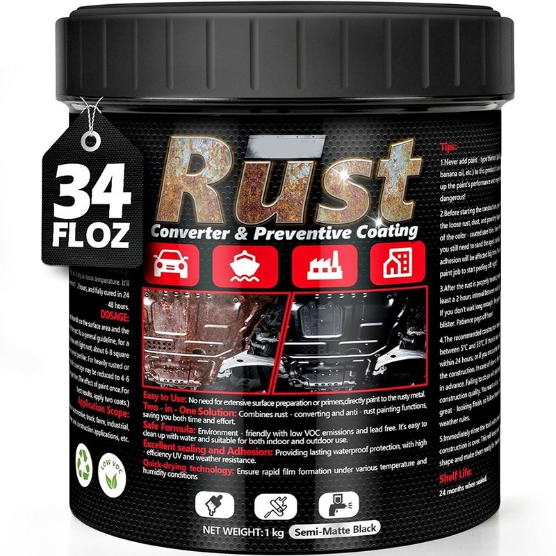 PERMANENT RUST CORROSION UV PROTECTION BLACK PAINT COATING AUTOMOTIVE HOME 32 OZ gallery