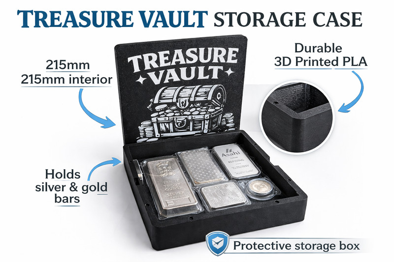 Treasure Vault Bullion Storage Box | Silver & Gold Bar Case Custom gallery