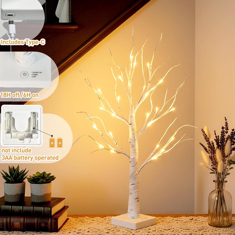 Lighted Birch Tree Christmas Decorations for Home, White Birch Tree with Lights gallery