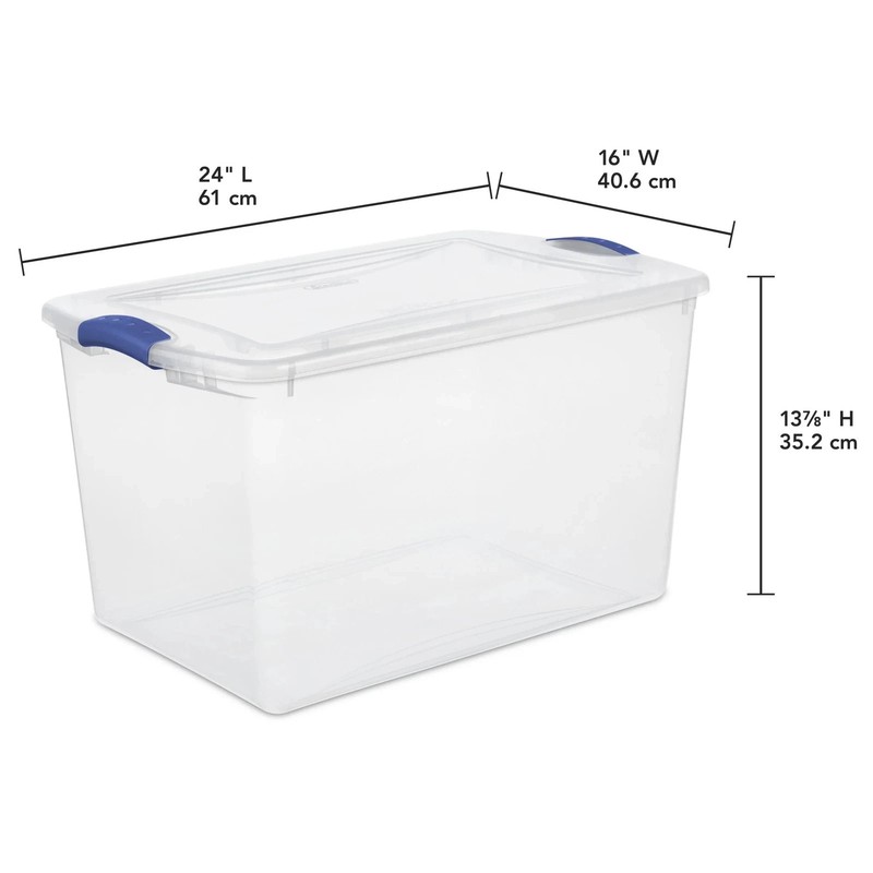 (2 Pack) Large Storage Bin, 66 Quart Clear Plastic Storage Container with Latch gallery