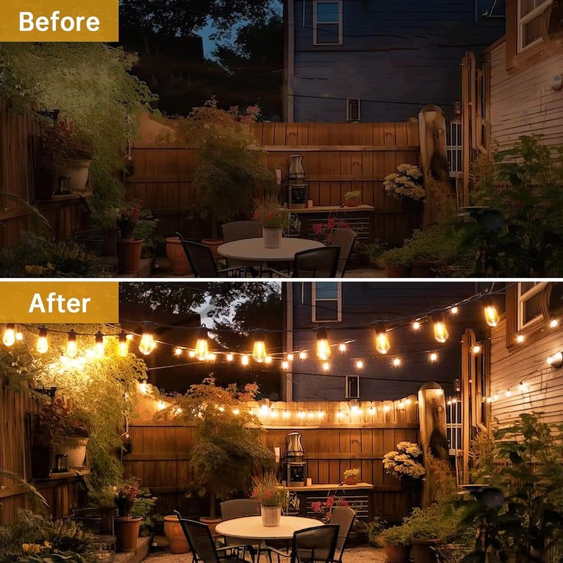 27ft Outdoor LED String Lights S14 Edison Bulbs Garden Hanging Light Waterproof gallery