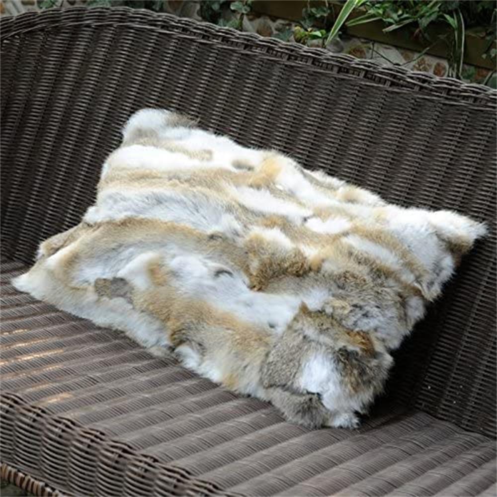 100% Real Rabbit Fur Pillowcase Single Side Fur Sofa Chair Cushion Cover 18x20'' gallery