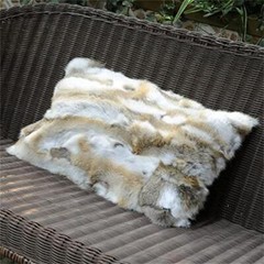 100% Real Rabbit Fur Pillowcase Single Side Fur Sofa Chair Cushion Cover 18×20”
