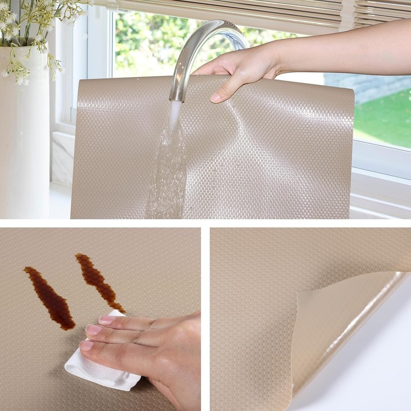 Beige Shelf Liners for Kitchen Cabinets Non Adhesive Drawer Liner for Bathroo... gallery