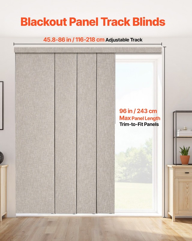 VEVOR Panel Track Blinds Extendable Track from 45.8 in to 86 in W Trimmable gallery