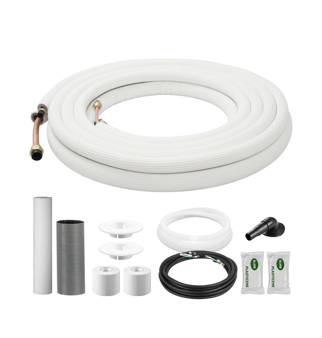 DELLA 25 Ft Mini Split Line Set, Includes 3/8" & 1/4" O.D. Copper Pipes gallery