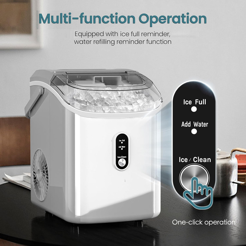 Portable Countertop Ice Maker - Soft Chewable Pellet Ice, Self-Cleaning, 34Lbs/D gallery