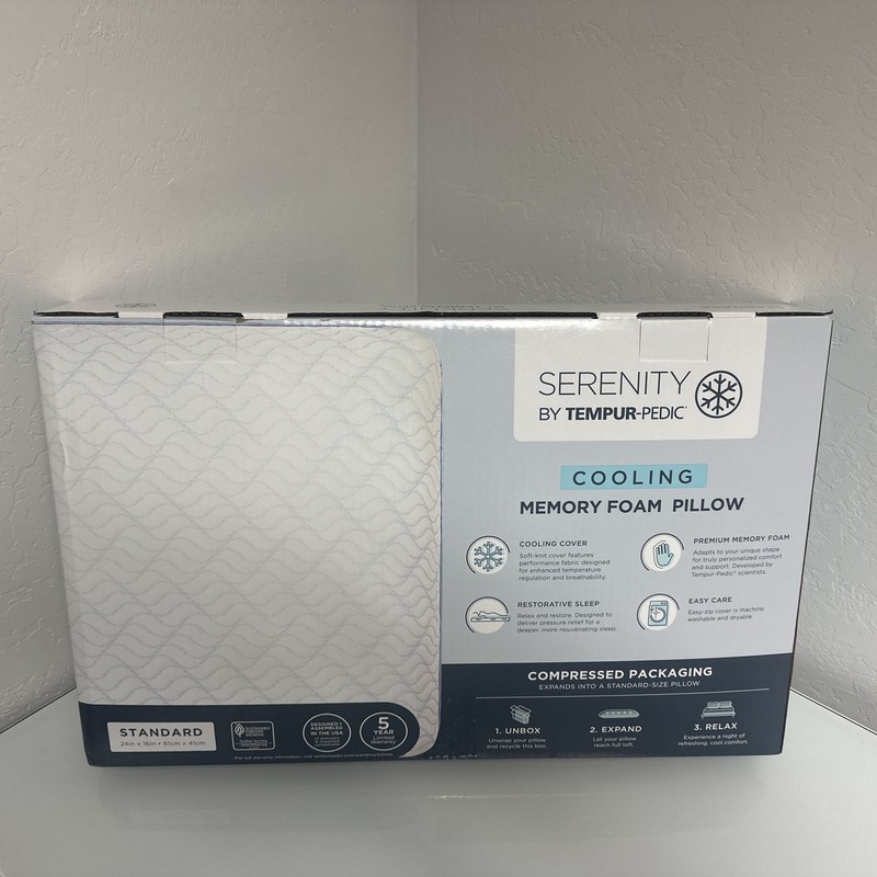 SERENITY BY TEMPUR-PEDIC COOLING MEMORY FOAM PILLOW Standard 24" x 16" NEW gallery