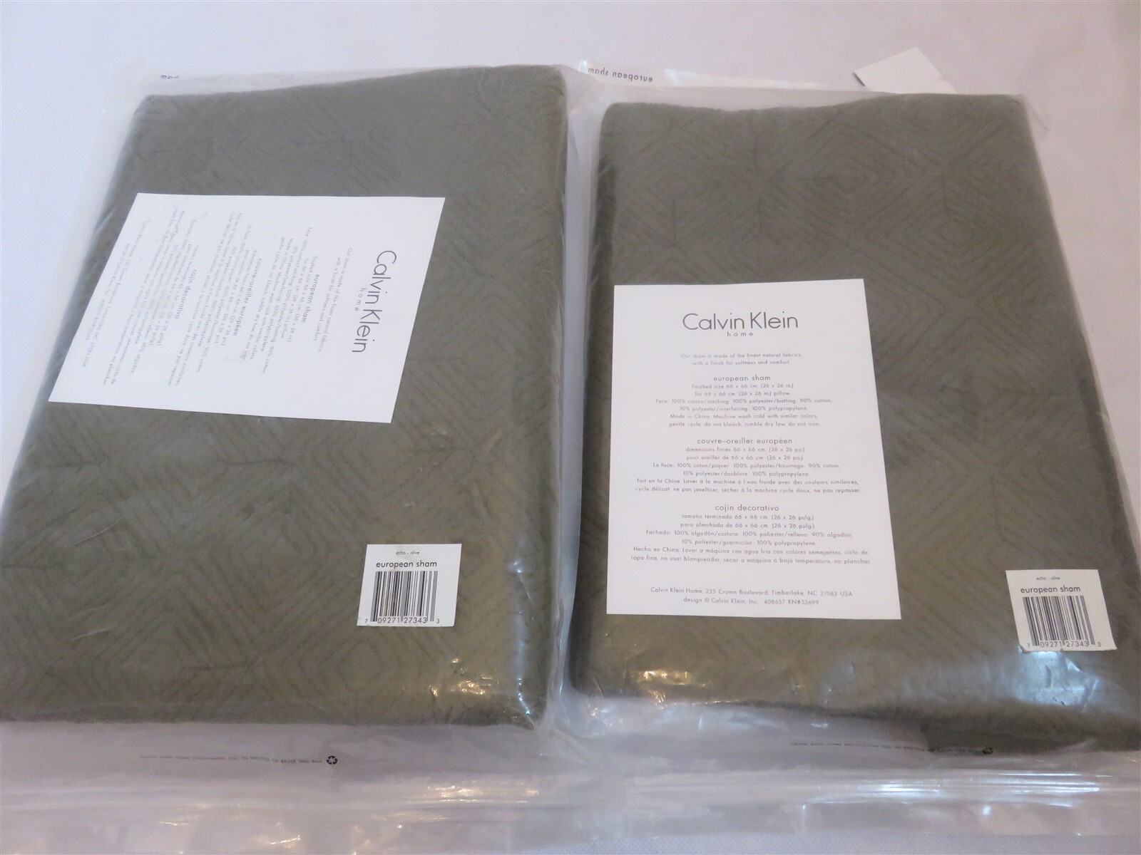 2 Calvin Klein Studio Echo Geometric Quilted Euro Sham Olive gallery