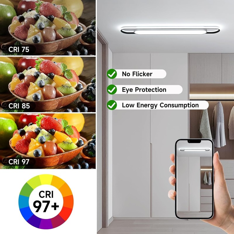 4Ft Modern Smart LED Linear Ceiling Lights Dimmable LED Ceiling Lamp with (48") gallery