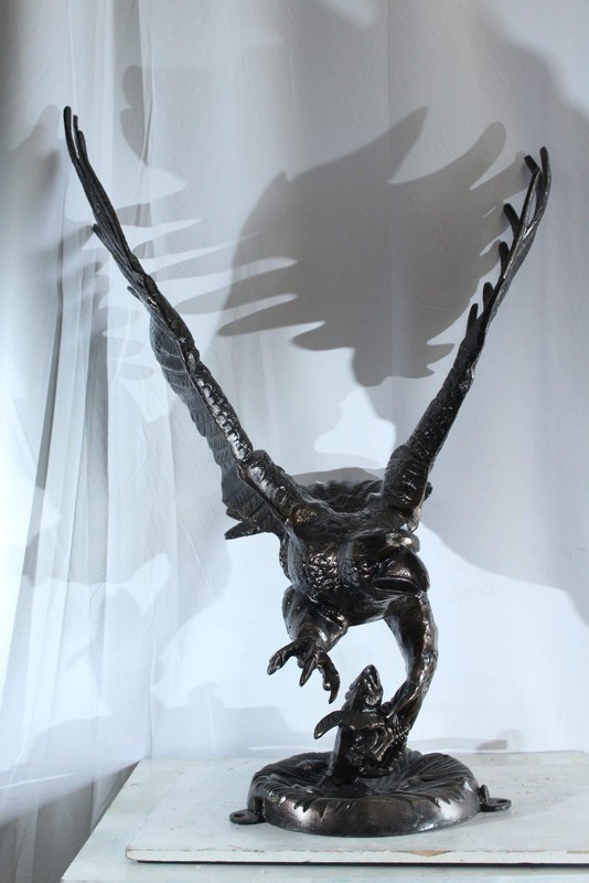 Large Aluminum Eagle Statue with Wings Spread in Flight 40" x 35" x 51"H gallery
