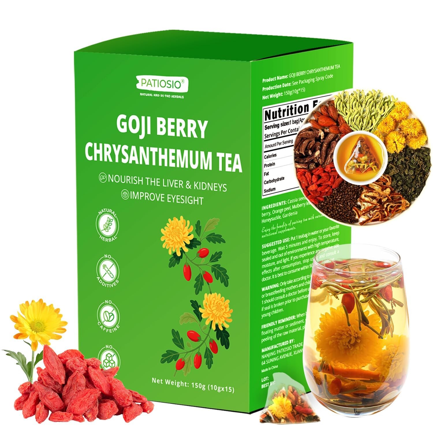 Goji Berry Chrysanthemum Tea for Liver Health - Dandelion Wolfberry Tea, Chinese gallery