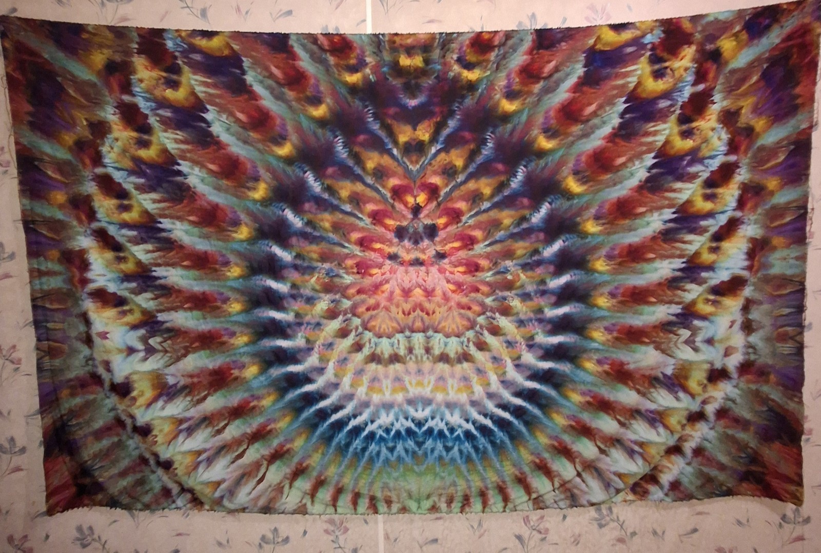 Stunning Quality Handmade Tie Dye Tapestry 44x72in. "Occult Flame" Wall Art gallery