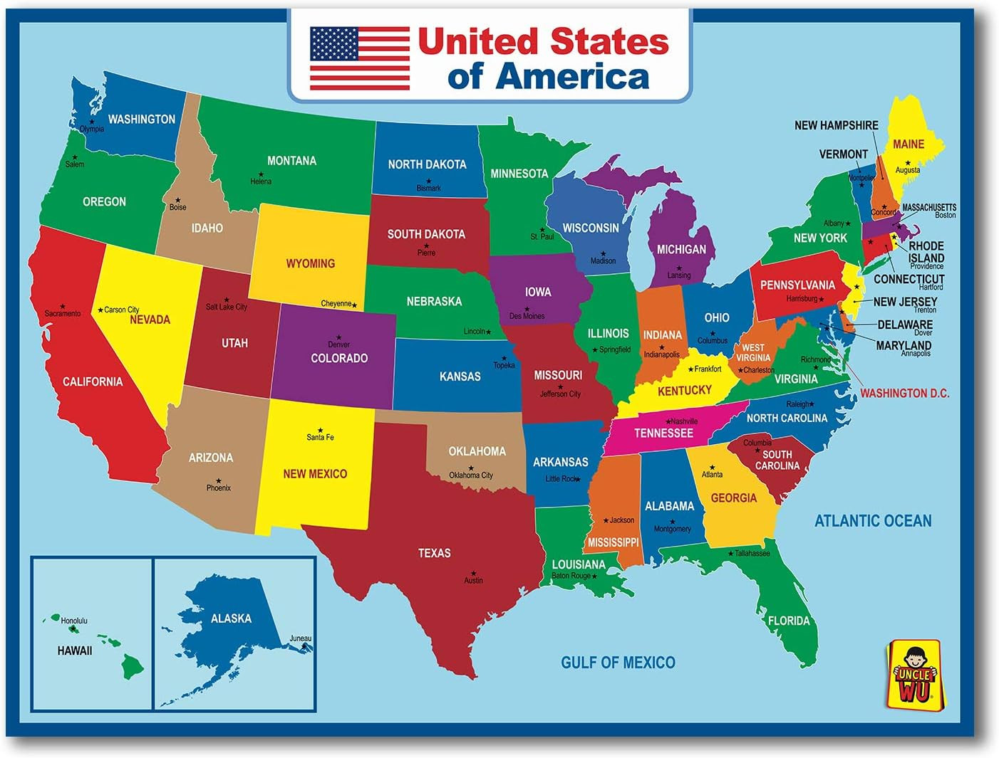 United State Map Laminated Poster -Double Side Educational Poster For Kids/Adult gallery