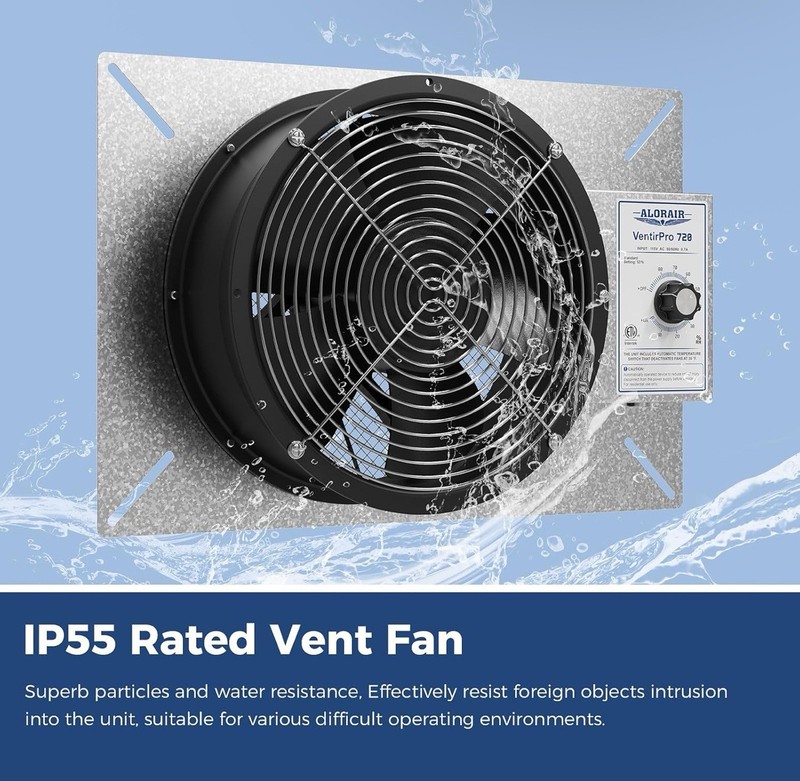 720 CFM High Flow Powered Crawl Space Ventilation Fan, IP55 Rated 10" Basements gallery