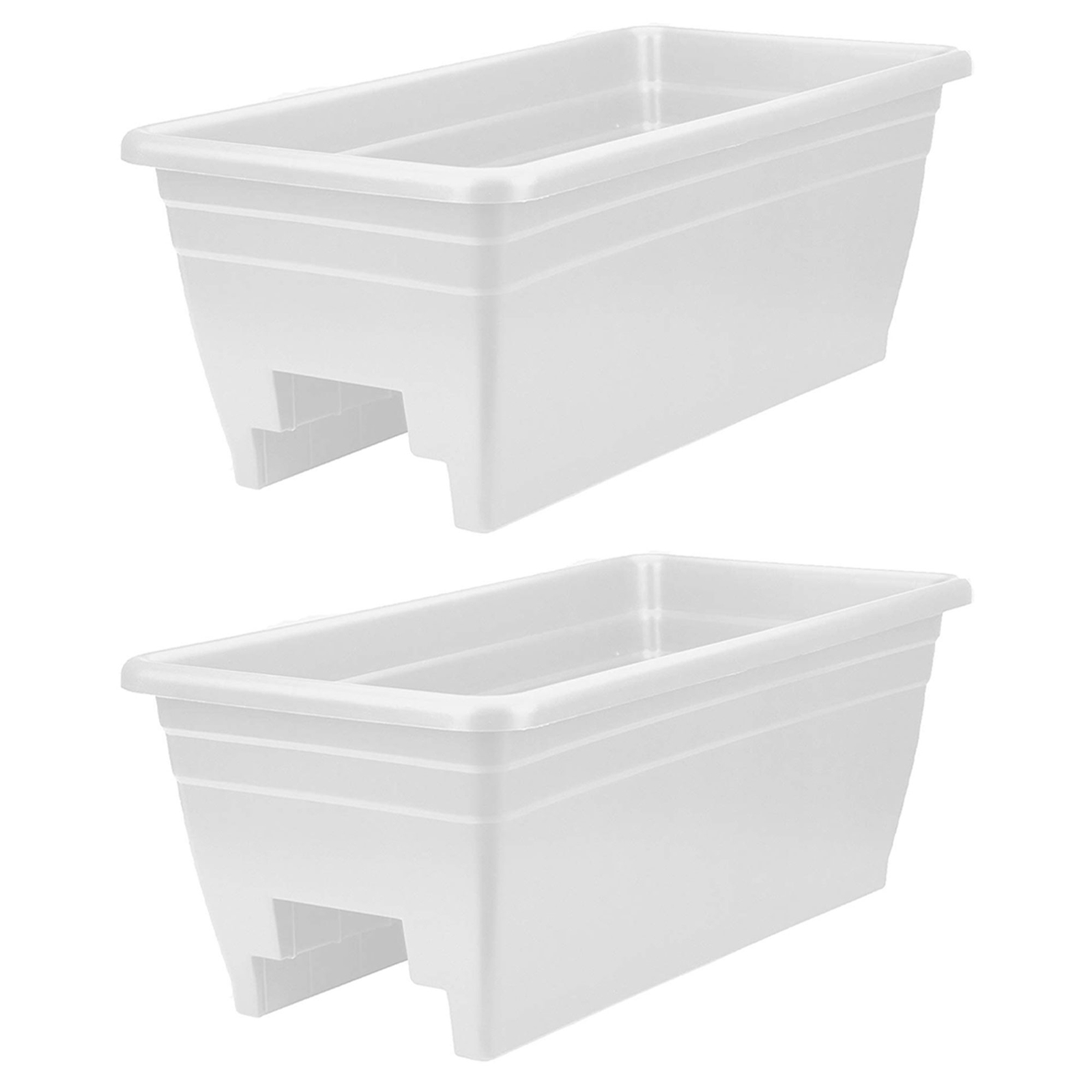 HC Companies 24 Inch Deck Rail Box Planter with Drainage Holes, 2 Pack, White gallery