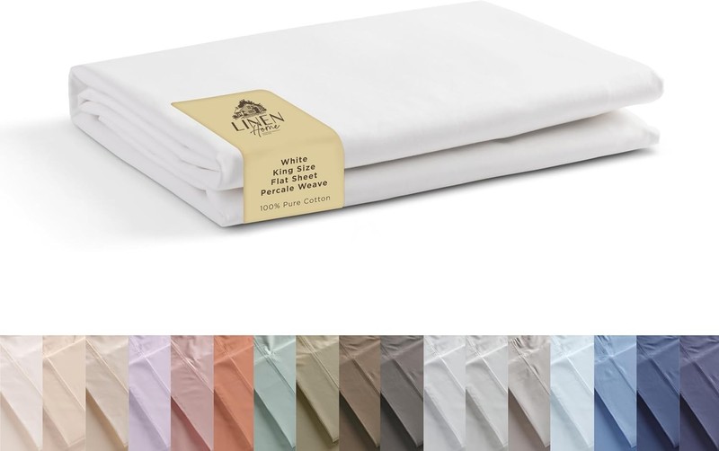 100% Cotton Percale 1 Flat Sheet, King Size - Crisp, Cool and Strong Bed Line... gallery