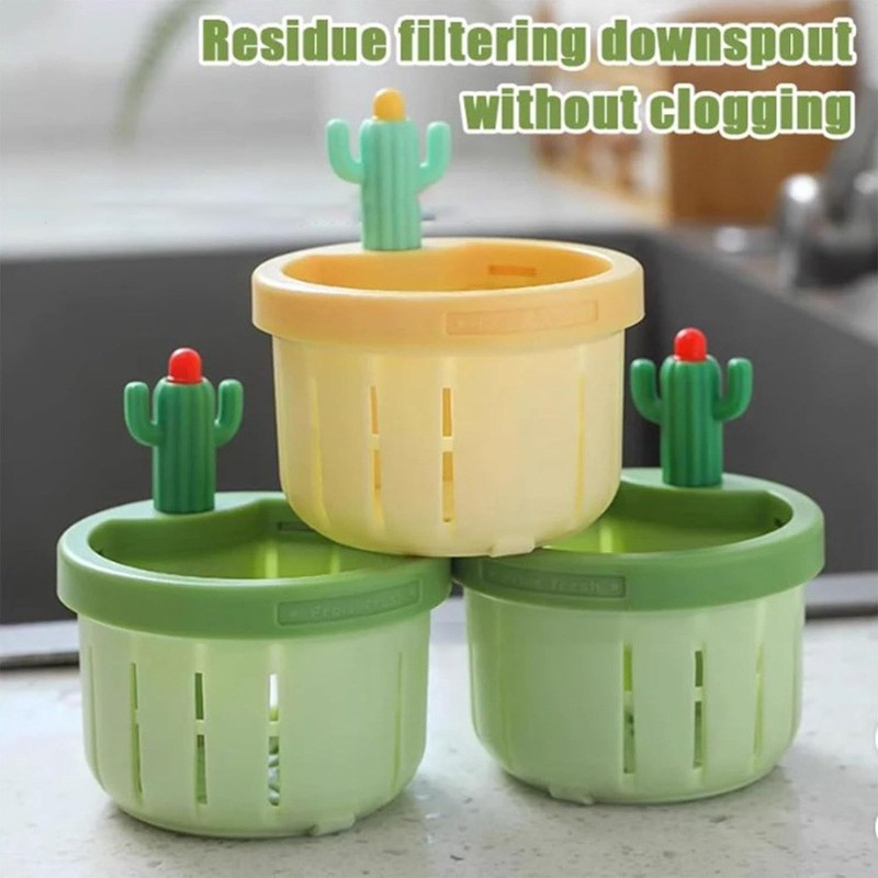 Cactus Kitchen Sink Drain Strainer Filter Self-Cleaning Automatic Dumping Basket gallery