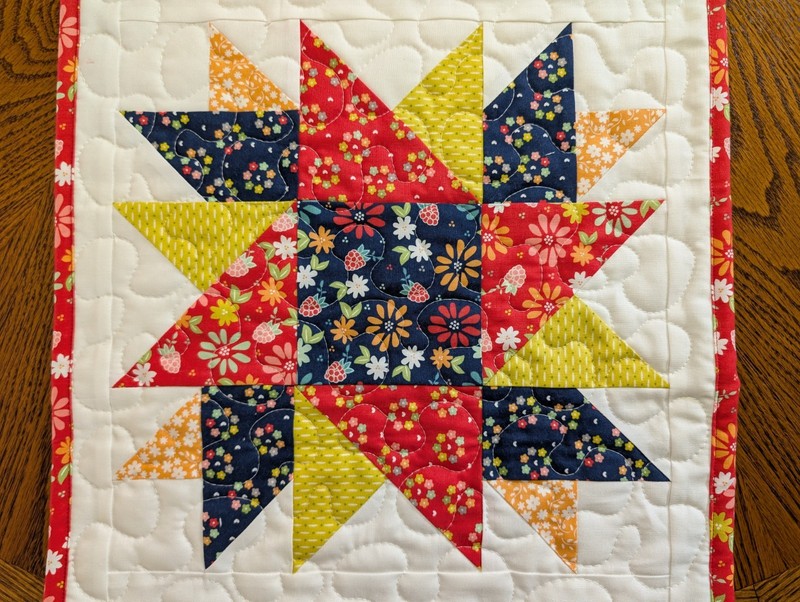 Handmade Quilted Patchwork Table Runner 14 1/2 x 39 1/2" Cheerful Summer Colors gallery