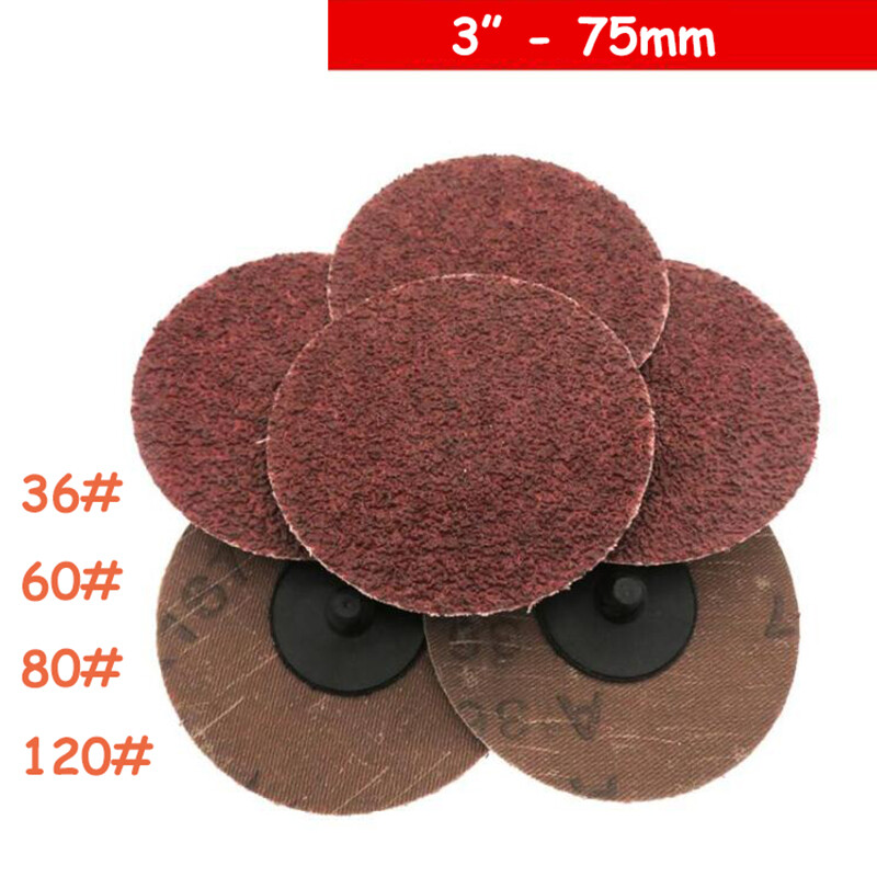 3" 75mm Sanding Discs Abrasives Roll Lock Surface Sand Pads 36 60 80 120 Grit gallery