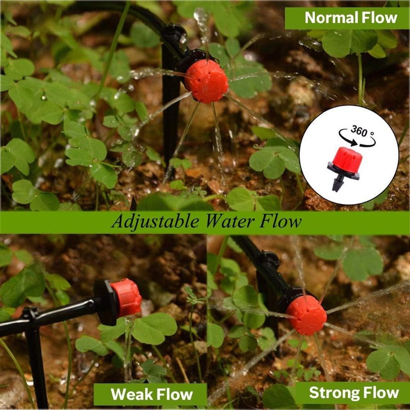 100 Pcs 1/4 Inch Adjustable Micro Drip Irrigation Emitters Garden Set gallery