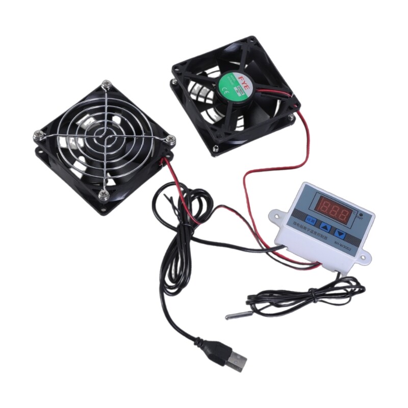 USB Powered 80mm Quiet Cabinets Cooling Fan Adjustable Thermostat Control