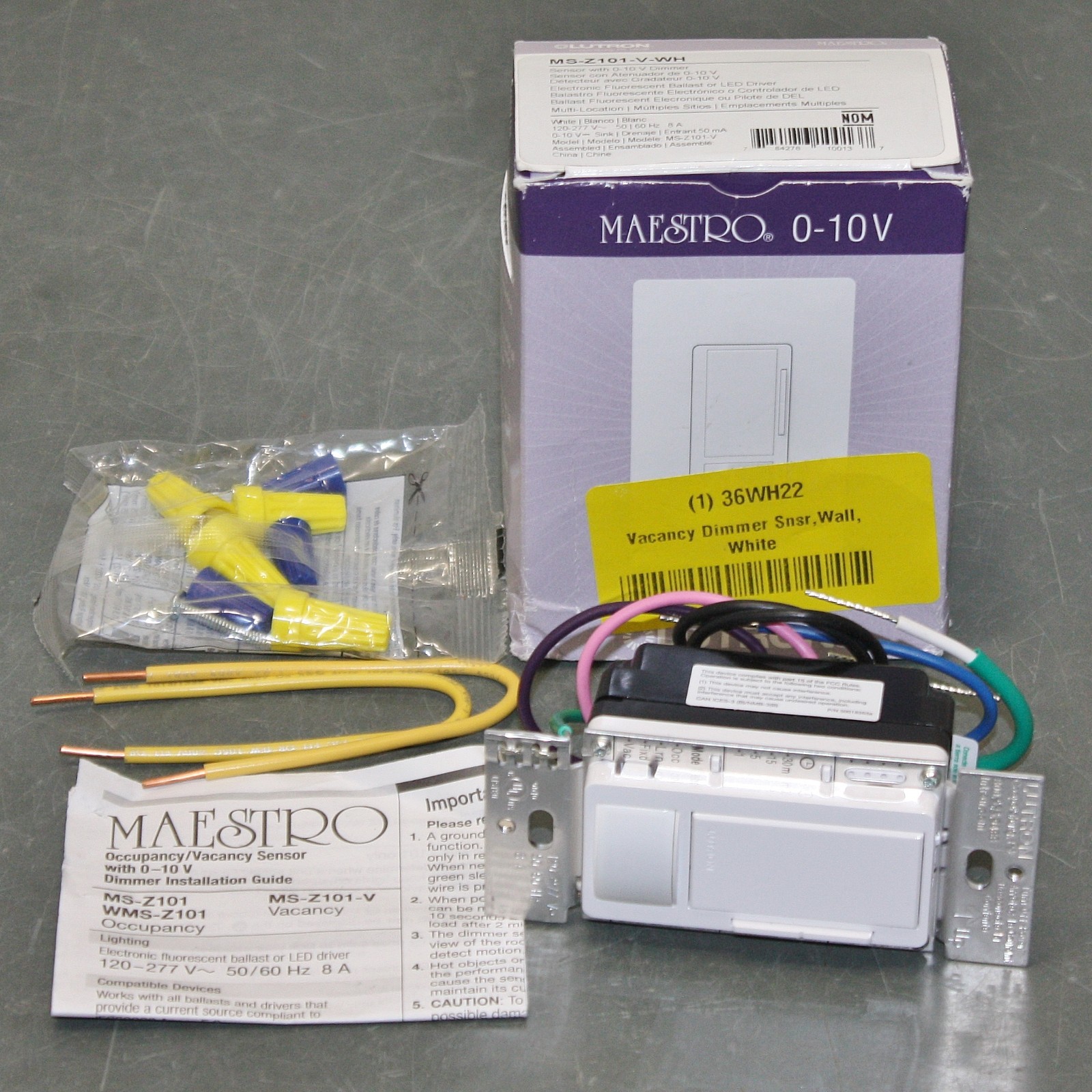 Lutron PIR Vacancy Sensor Switch MS-Z101-V-WH, White, 0-10V Dimmer, Photocell gallery