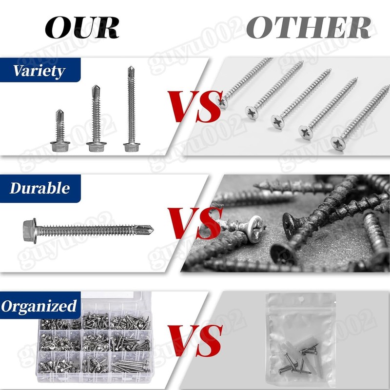 Hex Washer Head Self Drilling Sheet Metal Tek Screws Stainless Steel #8 #10 #12 gallery
