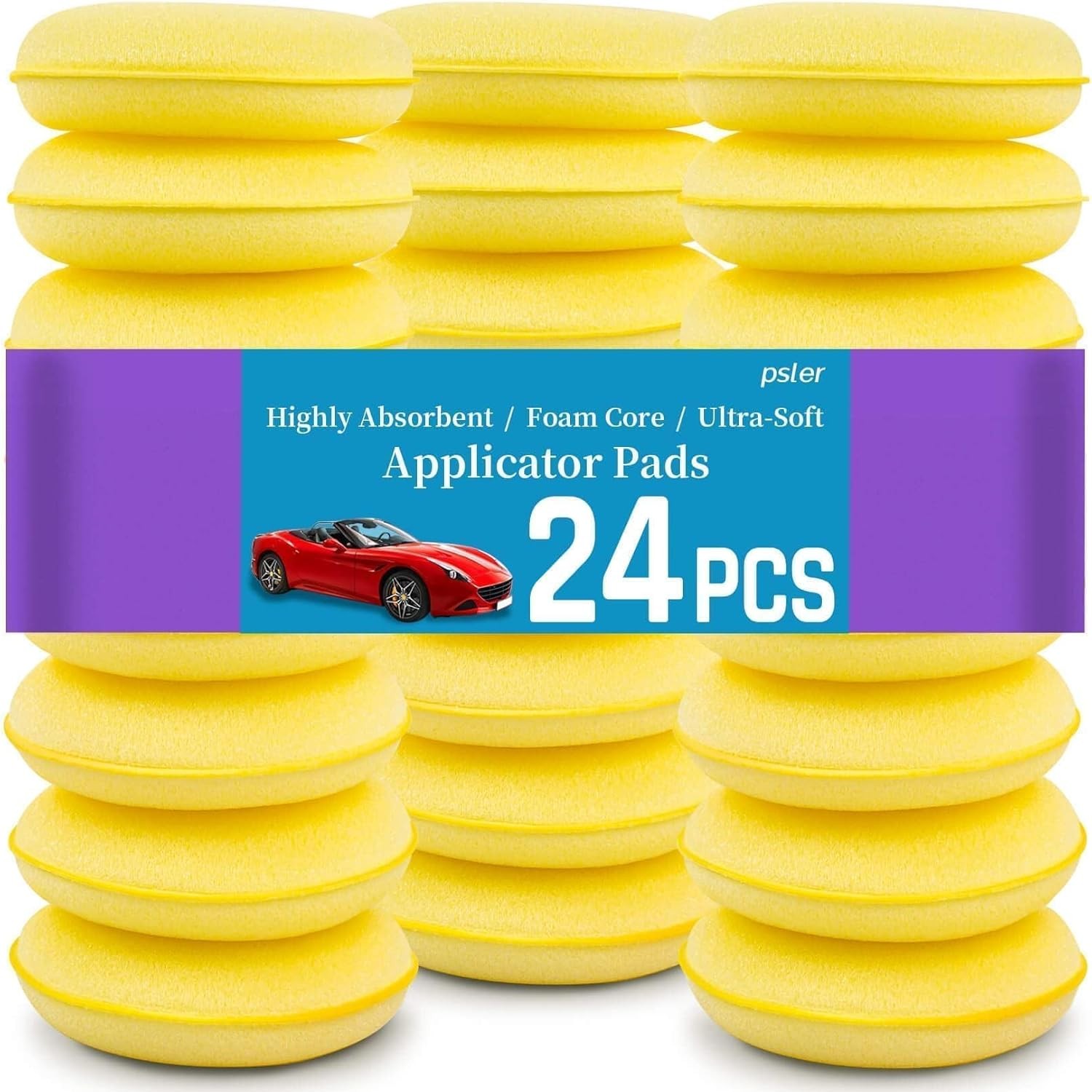 psler 24PCS Foam Car Wax Applicator Pads 4in Detailing Polishing Sponges Yellow gallery