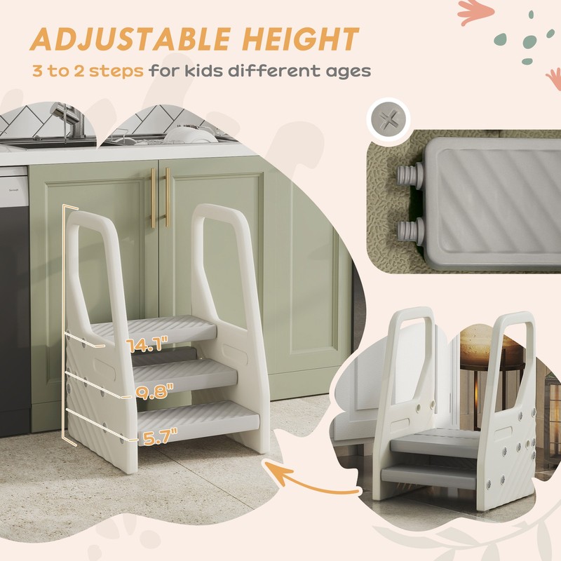 Toddler Tower, Adjustable 3 Step Kitchen Stool Helper for 2-5 Years gallery